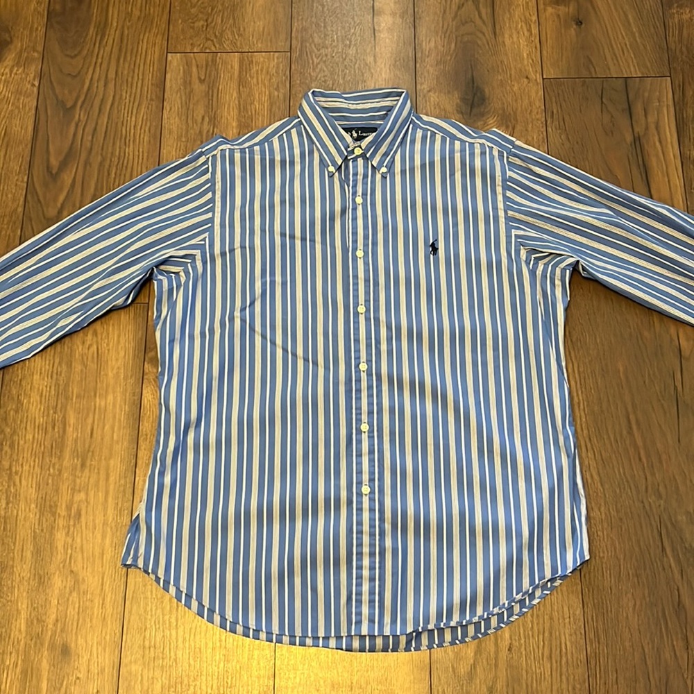Ralph Lauren Classic Fit Blue and white dress button down shirt size large - Picture 1 of 4